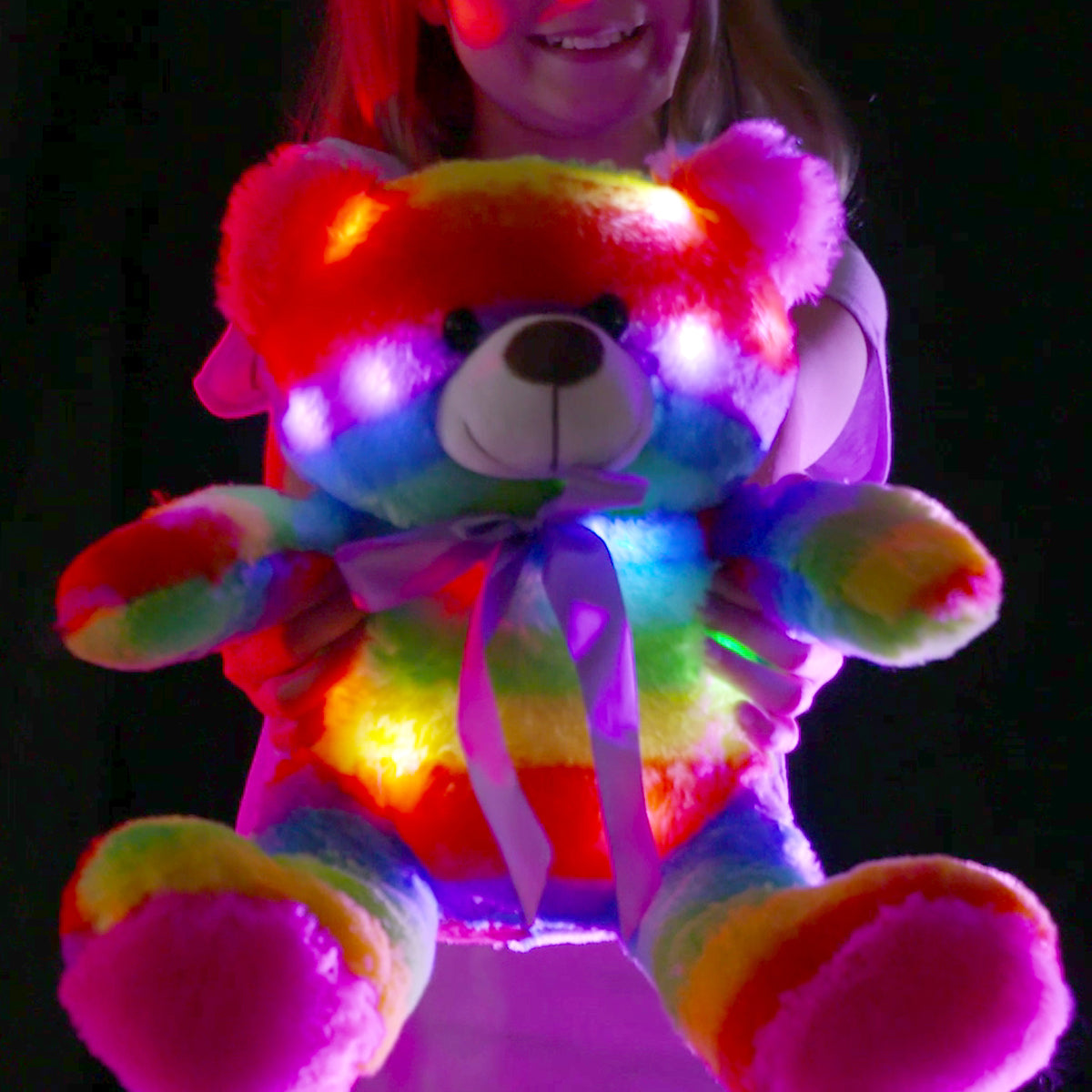 Rainbow Lites Teddy Bear Glow Plush LED Night Light Up Stuffed Animal (16 inch)