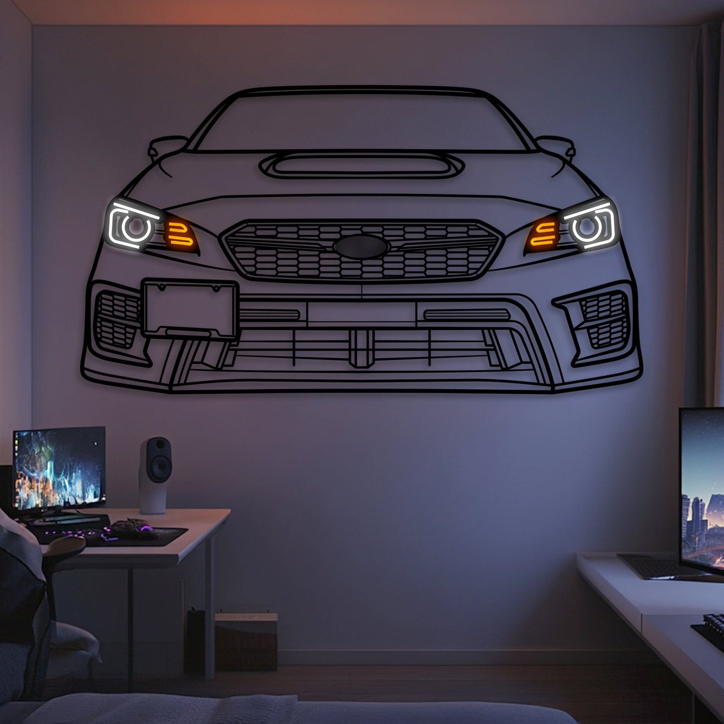 2020 WRX STI View Front Metal Neon Car Wall Art -MTN0248