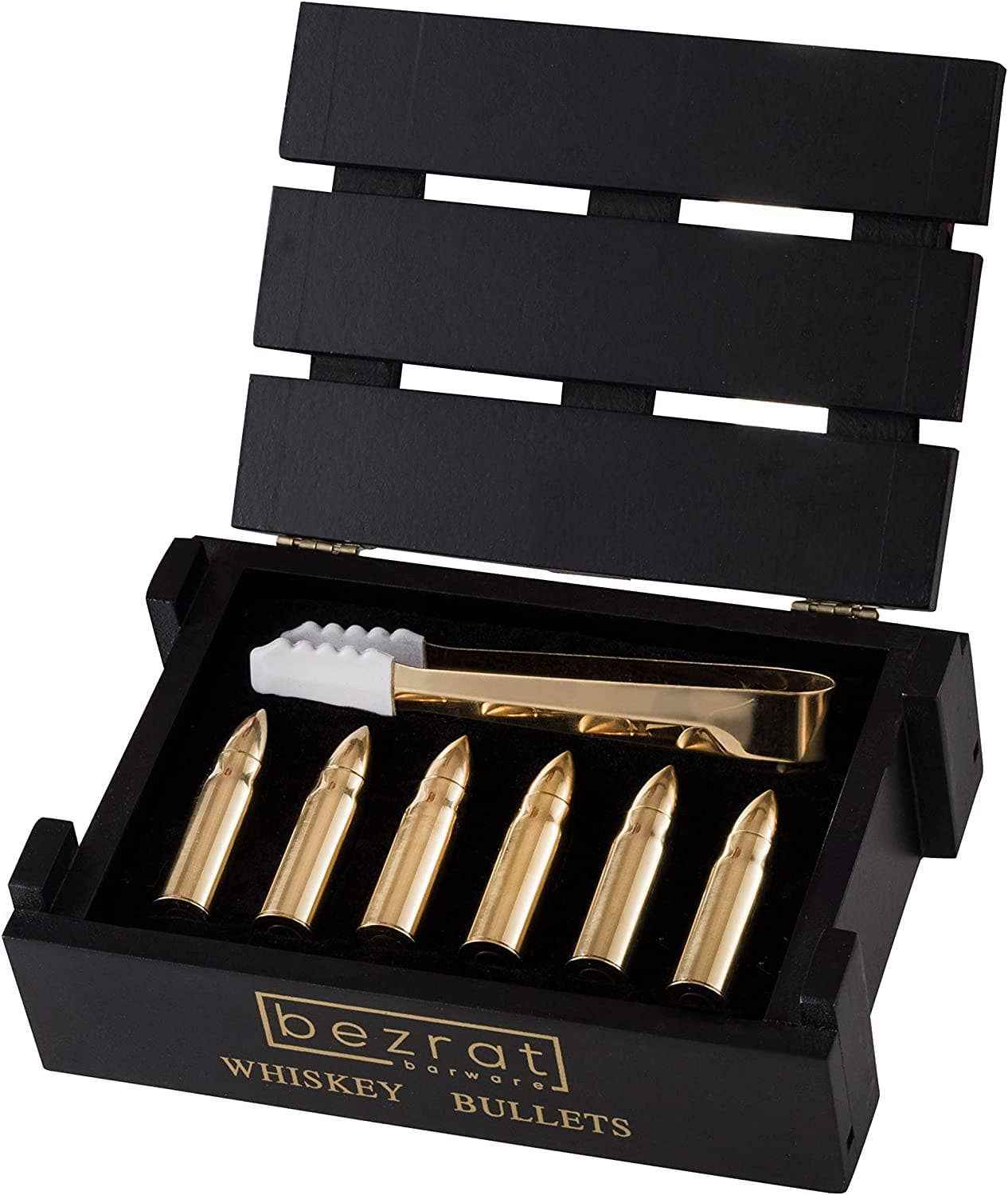 Set of 6 Gold Chilling Stones, and Ice Tong in Gift Box