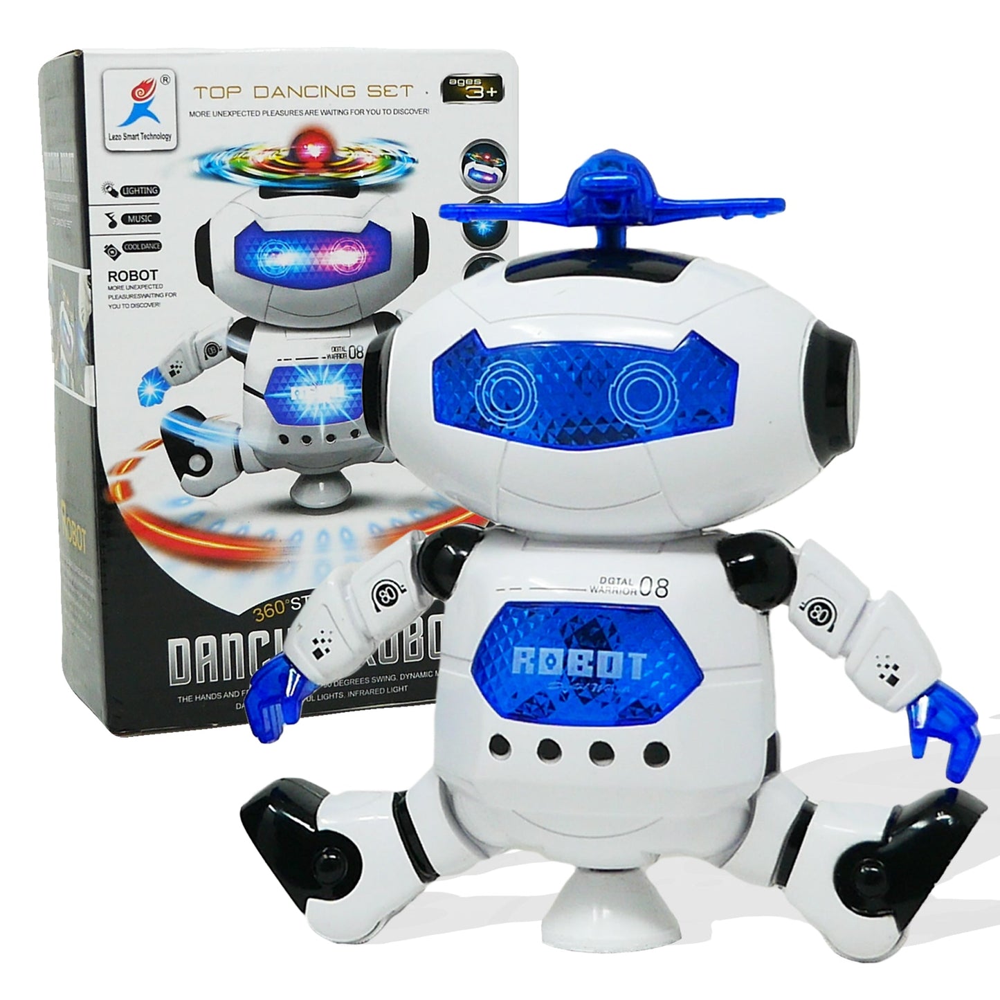 Dancing Robot Music Lights and Sound 360 Degree LED Spinning