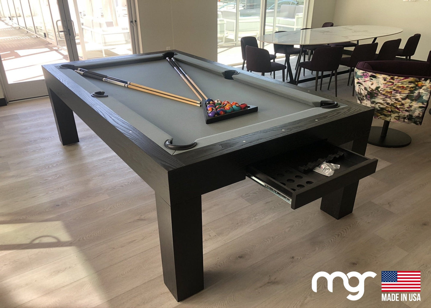 The Modern X45 Pool Table (Solid Oak with Black Finish)