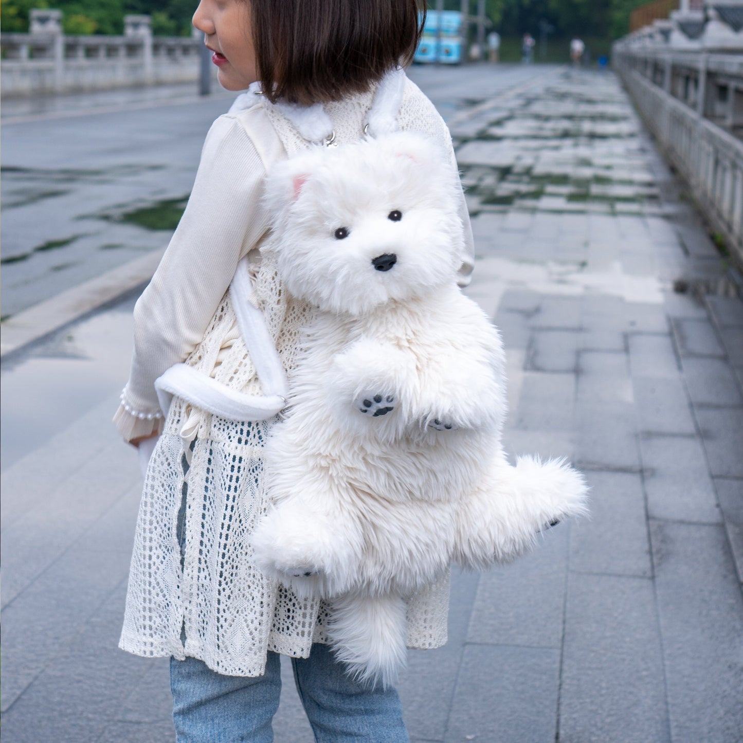 Westie Dog Backpack – Plush Bag for Girls & Puppy Lovers