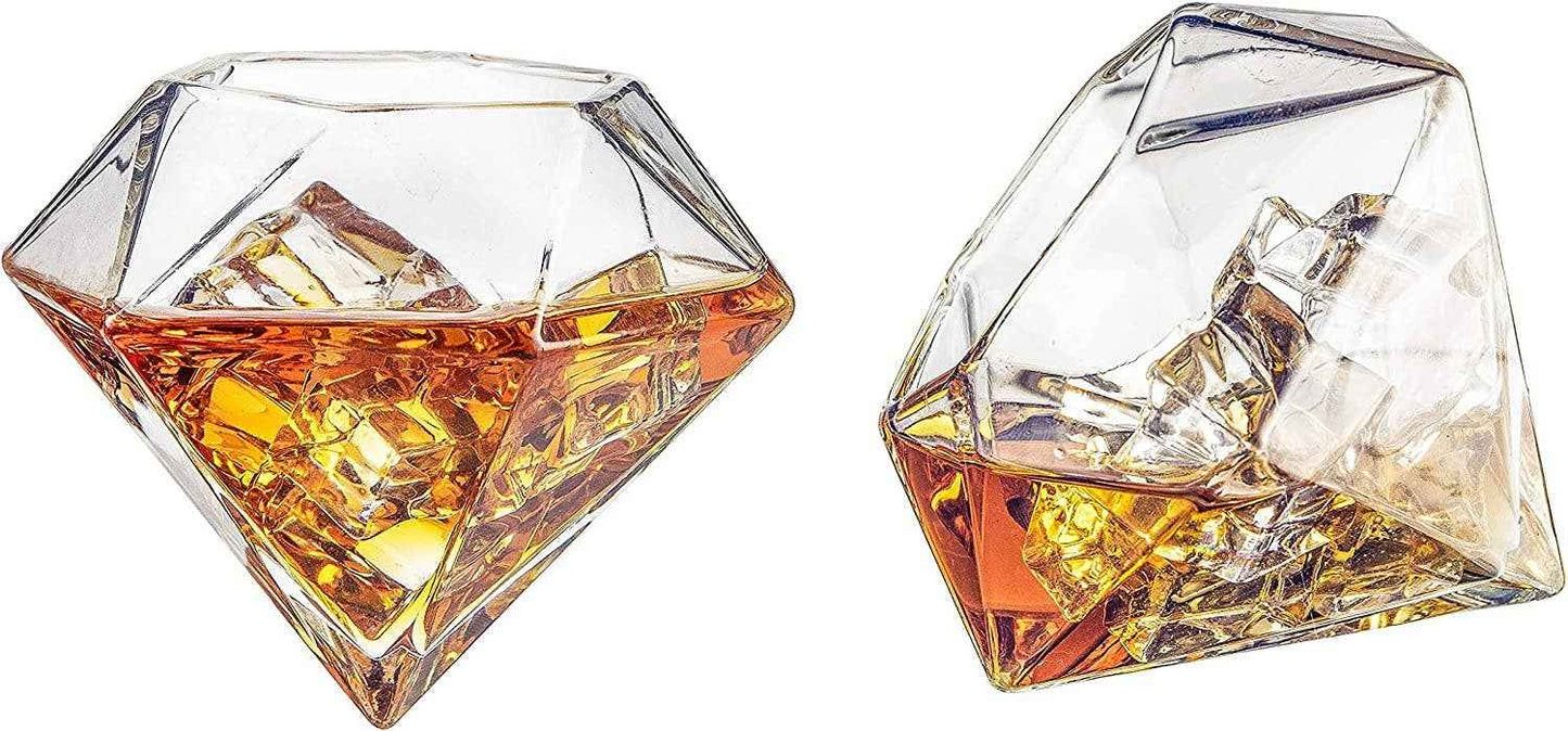 Diamond Whiskey Decanter with 2 Diamond Whiskey Glasses