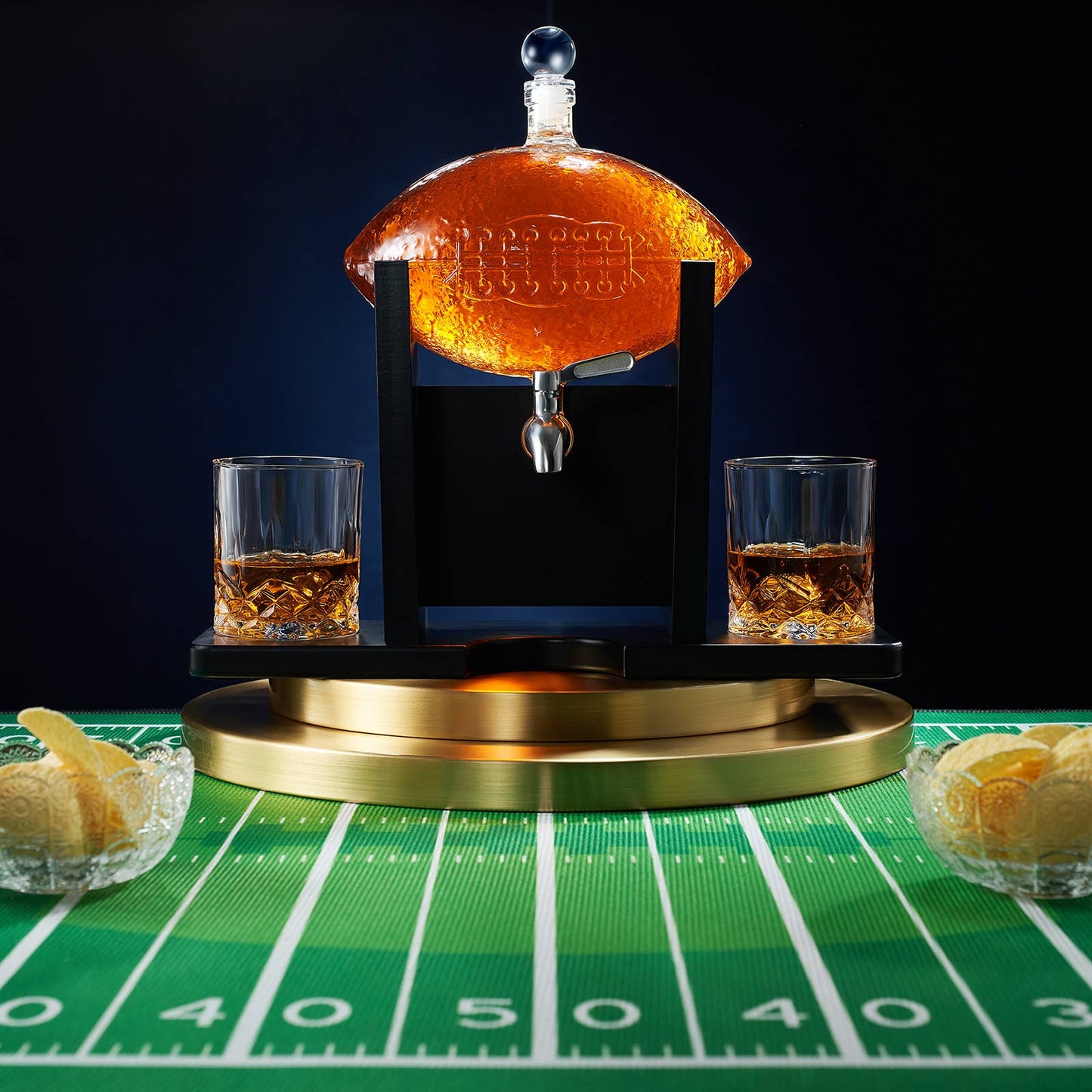 Football Decanter Set with 2 Whiskey & Wine Glasses | 1400mL
