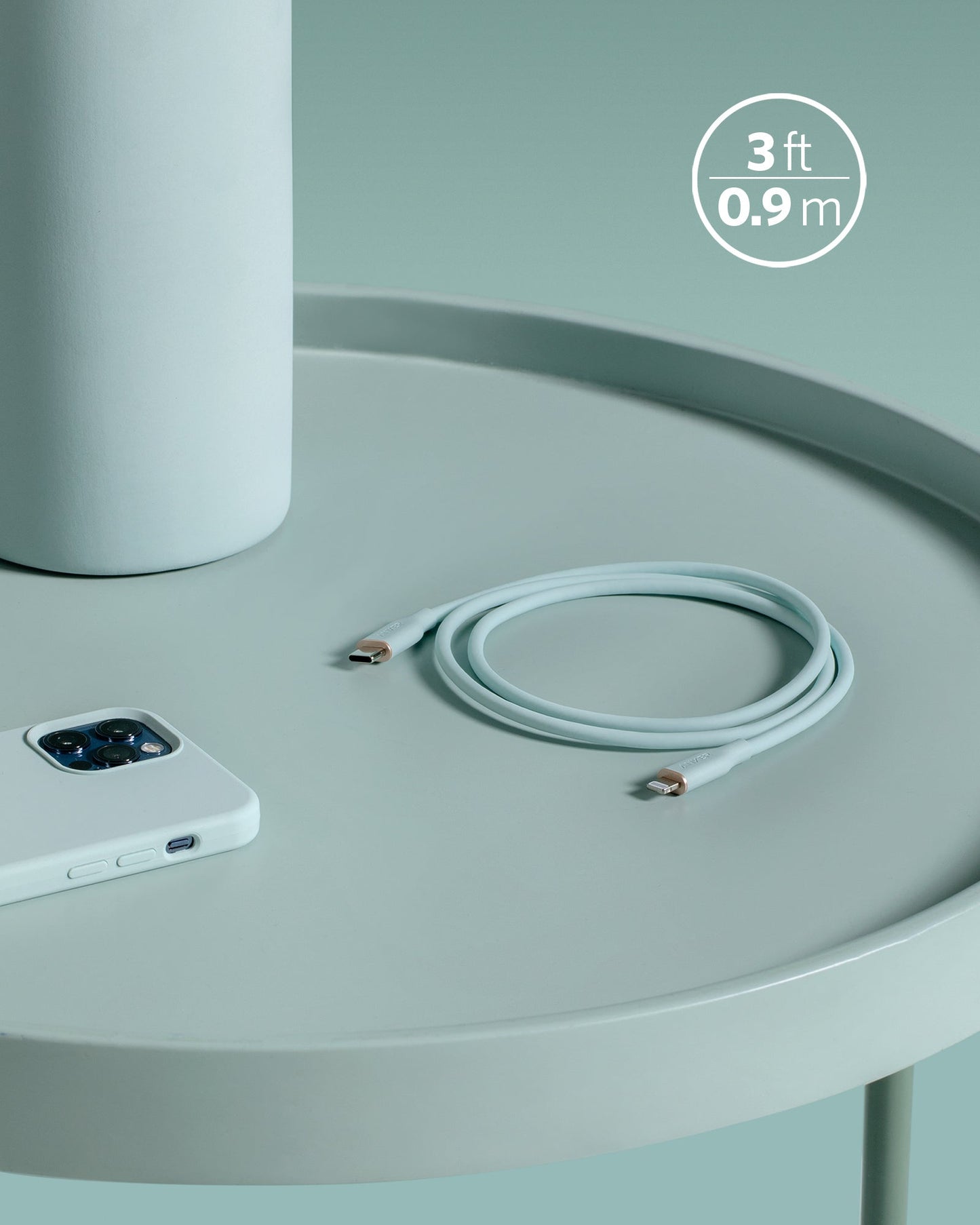 Anker <b>641</b> USB-C to Lightning Cable (Flow, 3 ft Silicone)