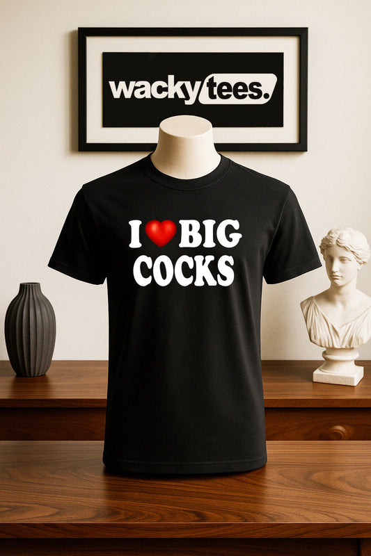 I Love Big Cocks I Heart Roosters Funny Adult Humor Graphic Tee Shirt