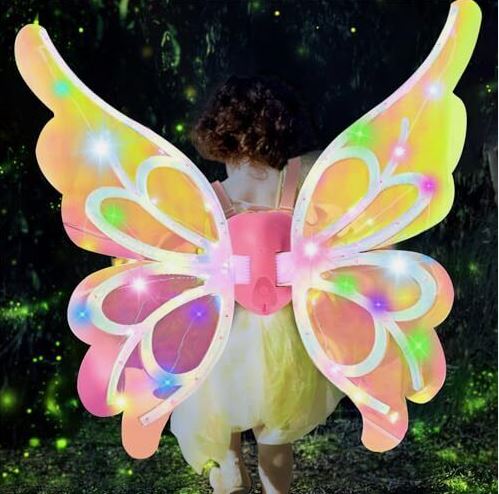 LED Moving Butterfly Angel Wings Electric Light Up Girls Costume Battery Operated