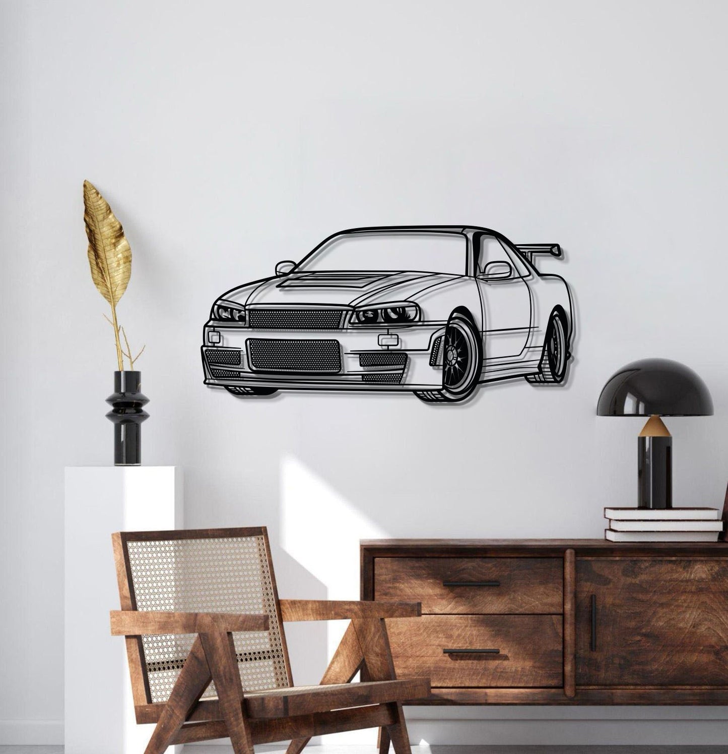 GT-R R34 Perspective Metal Car Wall Art - MT0457