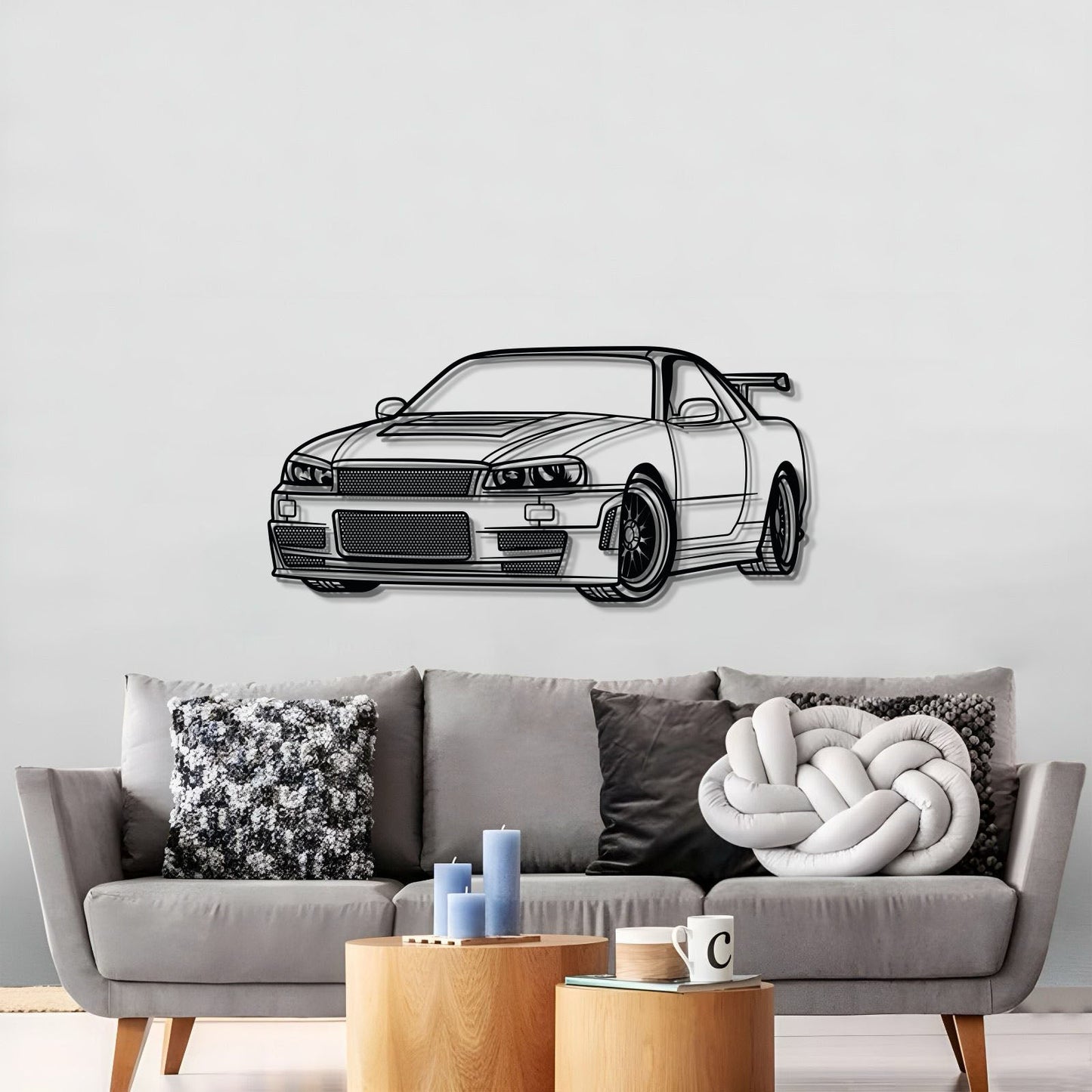 GT-R R34 Perspective Metal Car Wall Art - MT0457