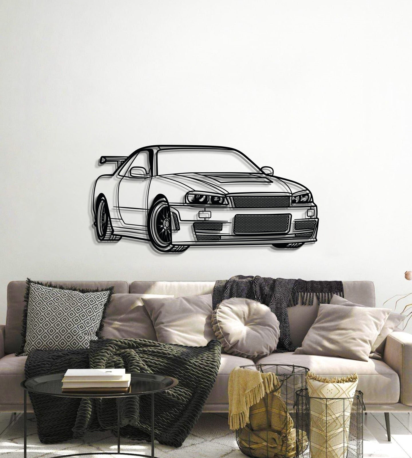 GT-R R34 Perspective Metal Car Wall Art - MT0457