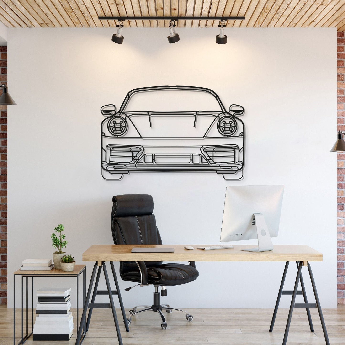 911 Model 992 Front View Metal Car Wall Art - MT0865