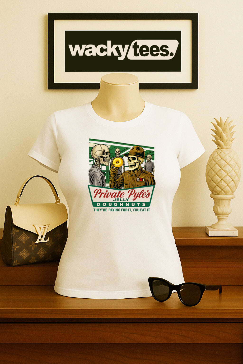 Private Gomer Pyles Jelly Doughnuts Full Metal Jacket  80s White Graphic Tee Shirt