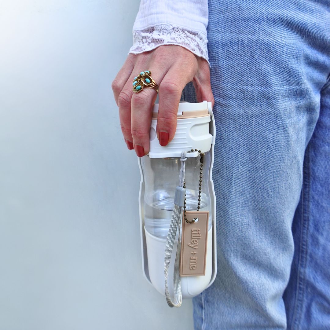 Travel Dog Water Bottle with Treat Holder – Leakproof & BPA-Free 350mL