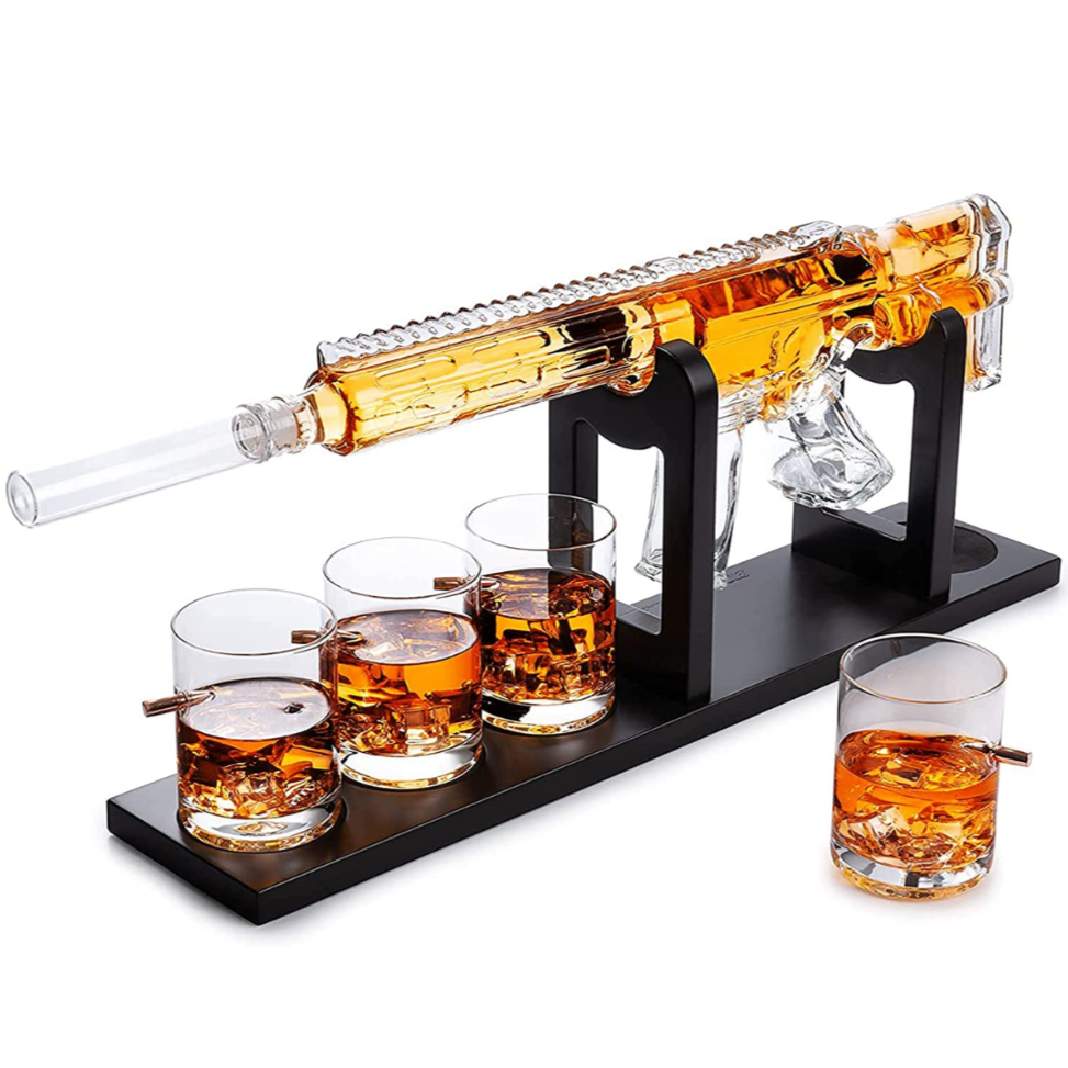 AR15 Whiskey Gun Decanter Set 1000 ml & 4 Bullet Glasses