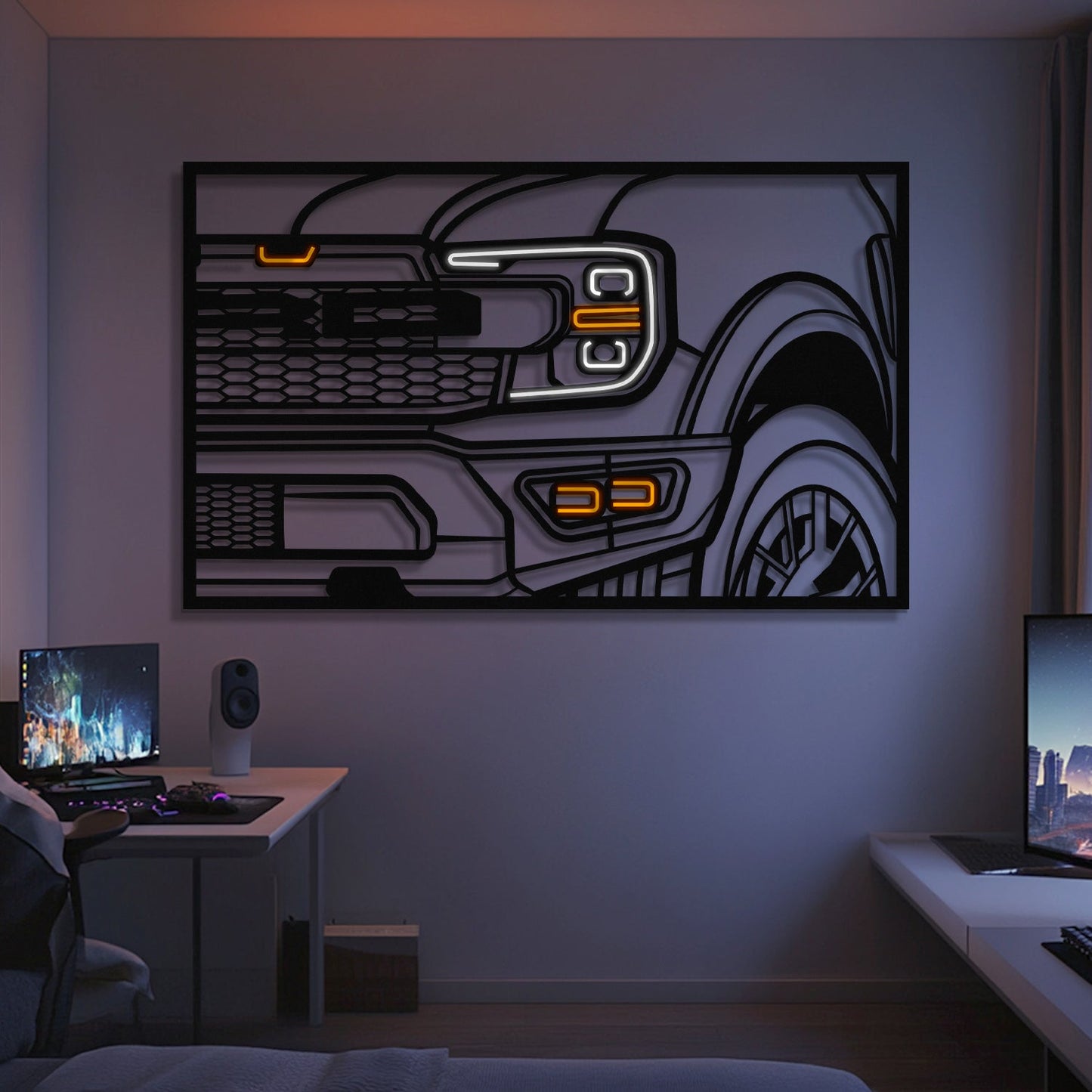 F150 Raptor Apex Front View Metal Neon Frame Wall Art - MT1479