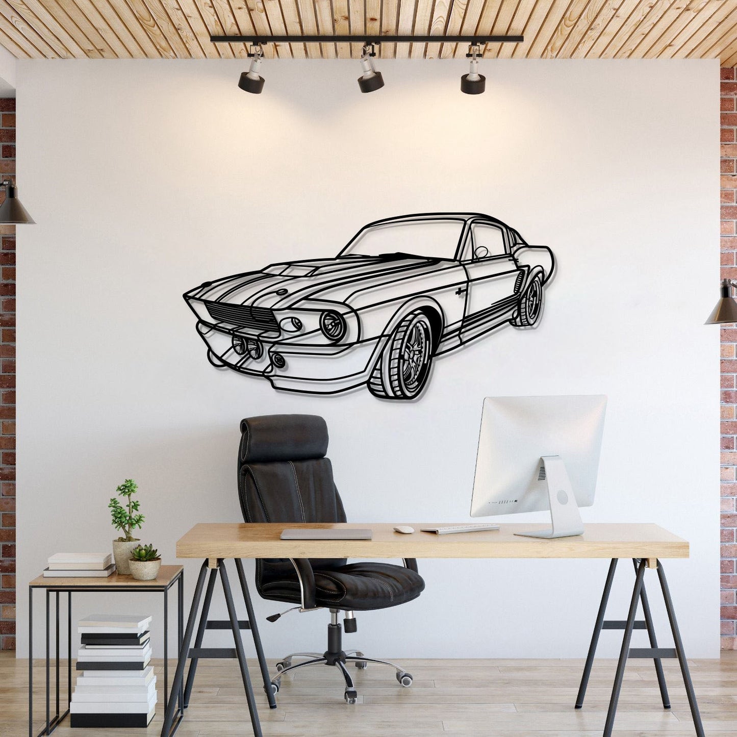 1967 Mustang Shelby GT500 Fastback Perspective Metal Car Wall Art - MT1155
