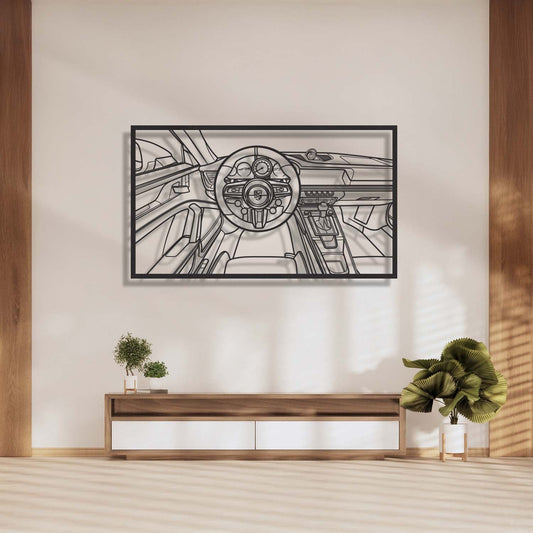 911 GT3 992 Driver's Cockpit Metal Frame Wall Art - MT1470