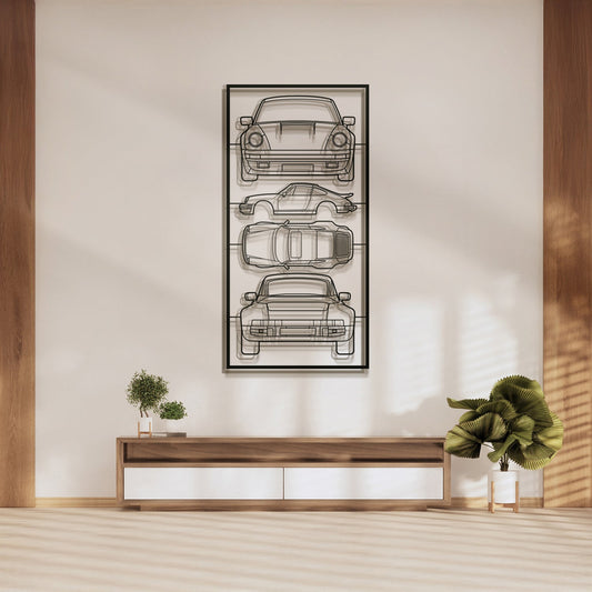 1975 911 Turbo (930) Quad Profile Metal Frame Silhouette - MT1457